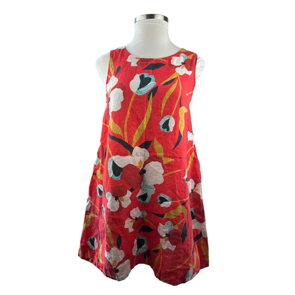 2 - 100% Linen Dresses Sigrid Olsen Nicole Miller Floral Tropical Vacation Large - Picture 3 of 16